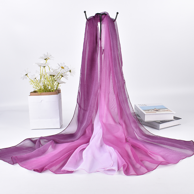 Silk Neck Scarf - Syal Sutra ผ้าสามสีไล่ระดับสี75*180ใหม่สำหรับฤดูใบไม้ผลิ/ฤดูร้อน2023