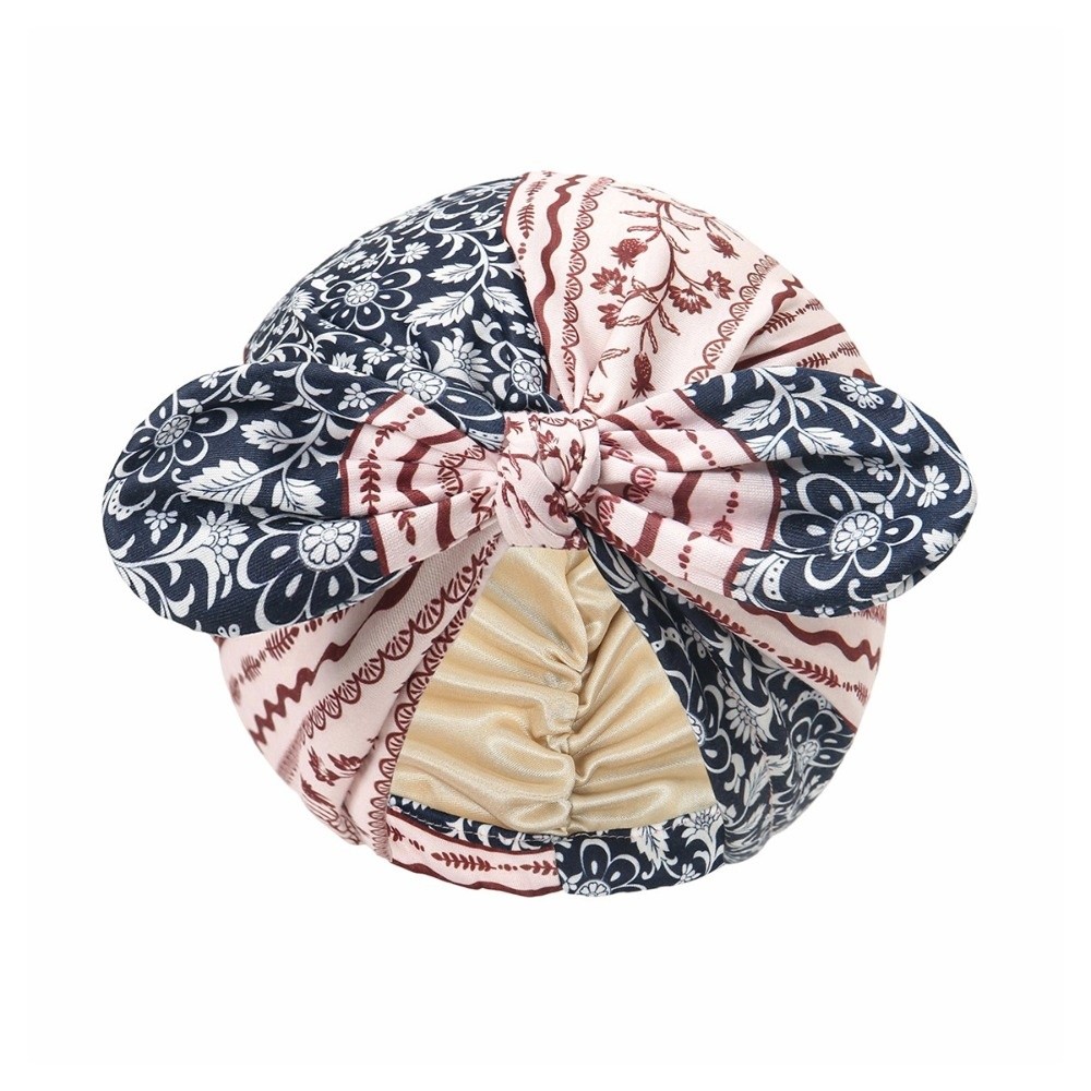 Bow Tie Pre Tied - หมวกผ้าโพกศีรษะแบบมีซับในซาติน ลายพิซลีย์ พร้อมโบว์ผูกผมรูปหูกระต่าย ผ้าคลุมผมแบบสำเร็จรูป 1 ชิ้น