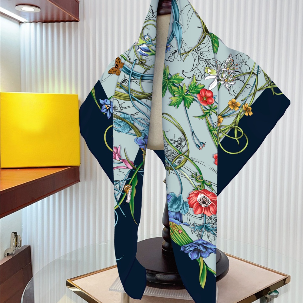 ผ้าพันคอผ้าไหมผู้หญิงดอกไม้พิม - Silk Neck Scarf บทวิจารณ์และราคา