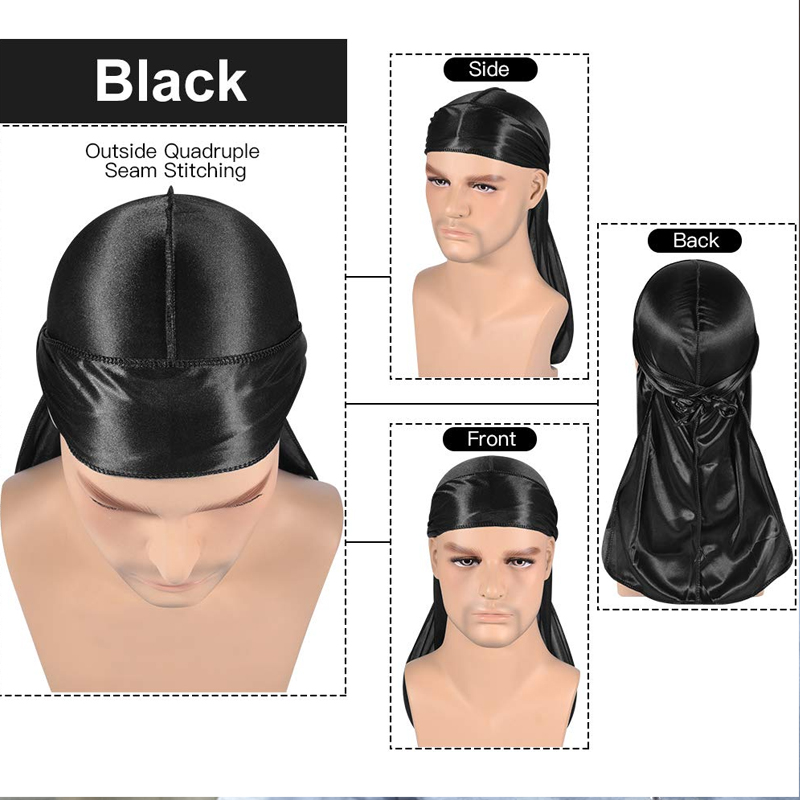 1-4 ชิ้นใหม่ผ้าไหม Durag Banda - Bandana Doo Rag บทวิจารณ์และราคา