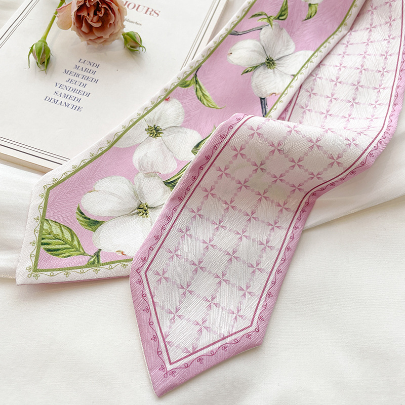 ผ้าพันคอไหมซาตินเกาหลีสำหรับผู - Silk Neck Scarf บทวิจารณ์และราคา