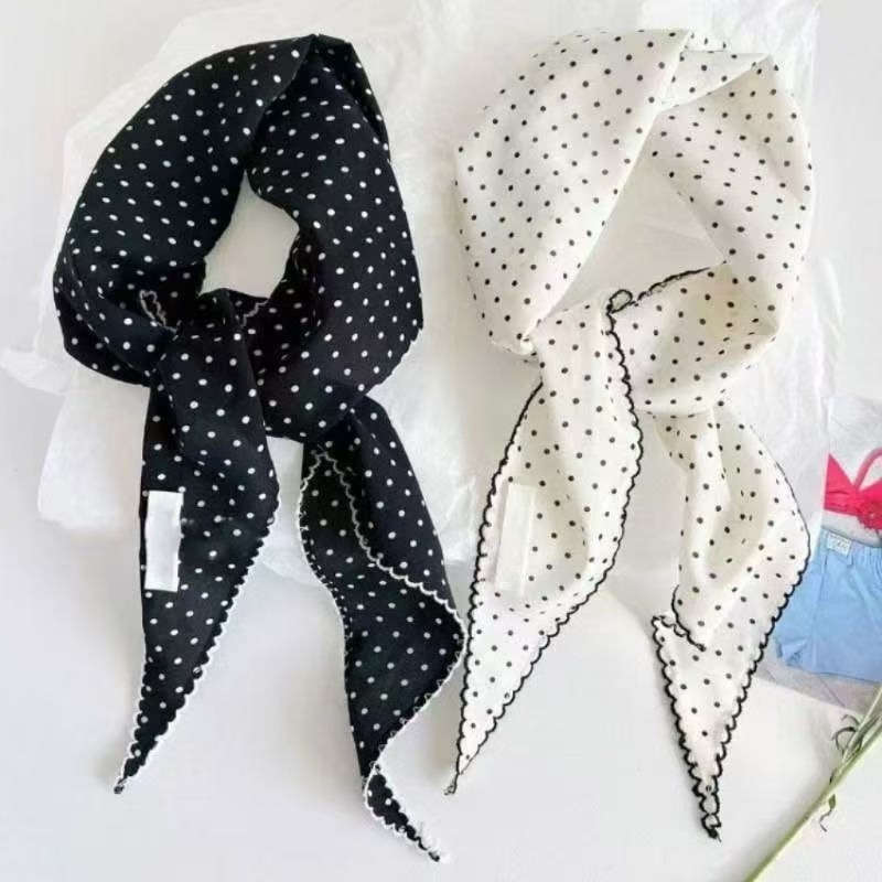 ผ้าพันคอสีดำลายจุดสีขาวสำหรับผ - Ascot Neck Scarf บทวิจารณ์และราคา