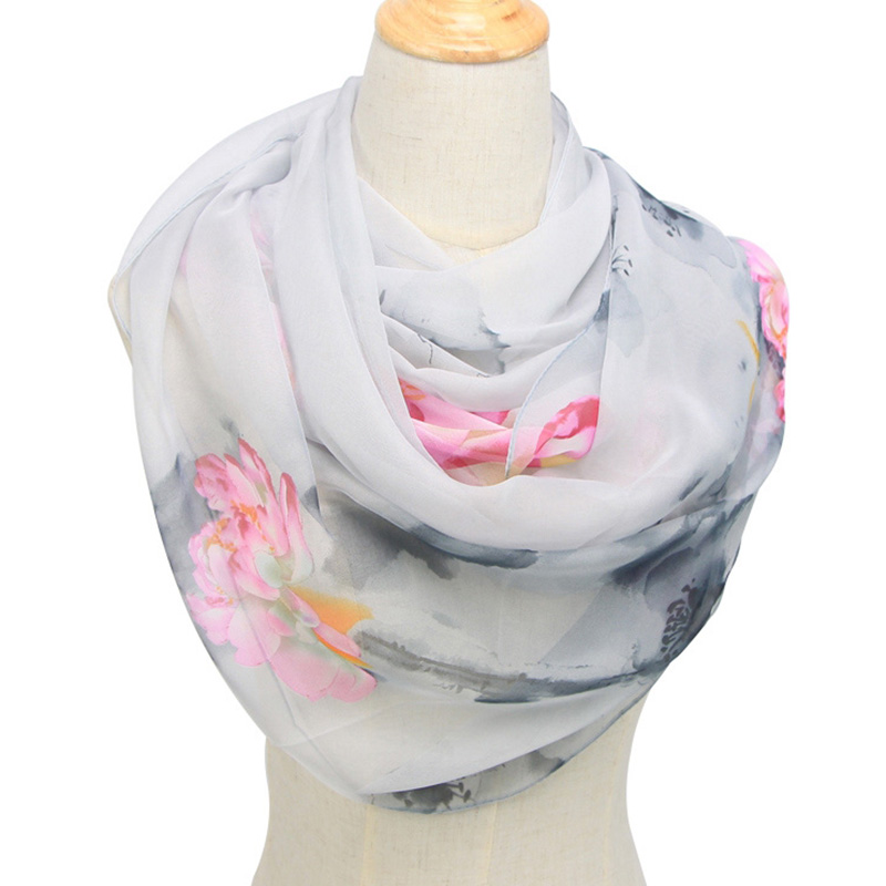 แฟชั่นผู้หญิงบางยาวชีฟองดอกไม้ - Face Scarf Mask บทวิจารณ์และราคา