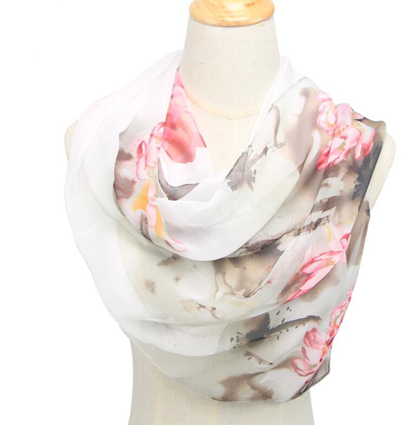 แฟชั่นผู้หญิงบางยาวชีฟองดอกไม้ - Face Scarf Mask บทวิจารณ์และราคา