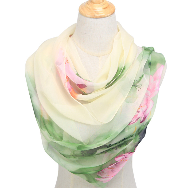 แฟชั่นผู้หญิงบางยาวชีฟองดอกไม้ - Face Scarf Mask บทวิจารณ์และราคา