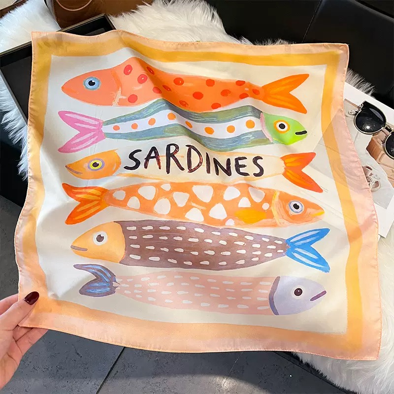 ผ้าพันคอไหมลายปลาแฟชั่น ผ้าคลุ - Silk Neck Scarf บทวิจารณ์และราคา